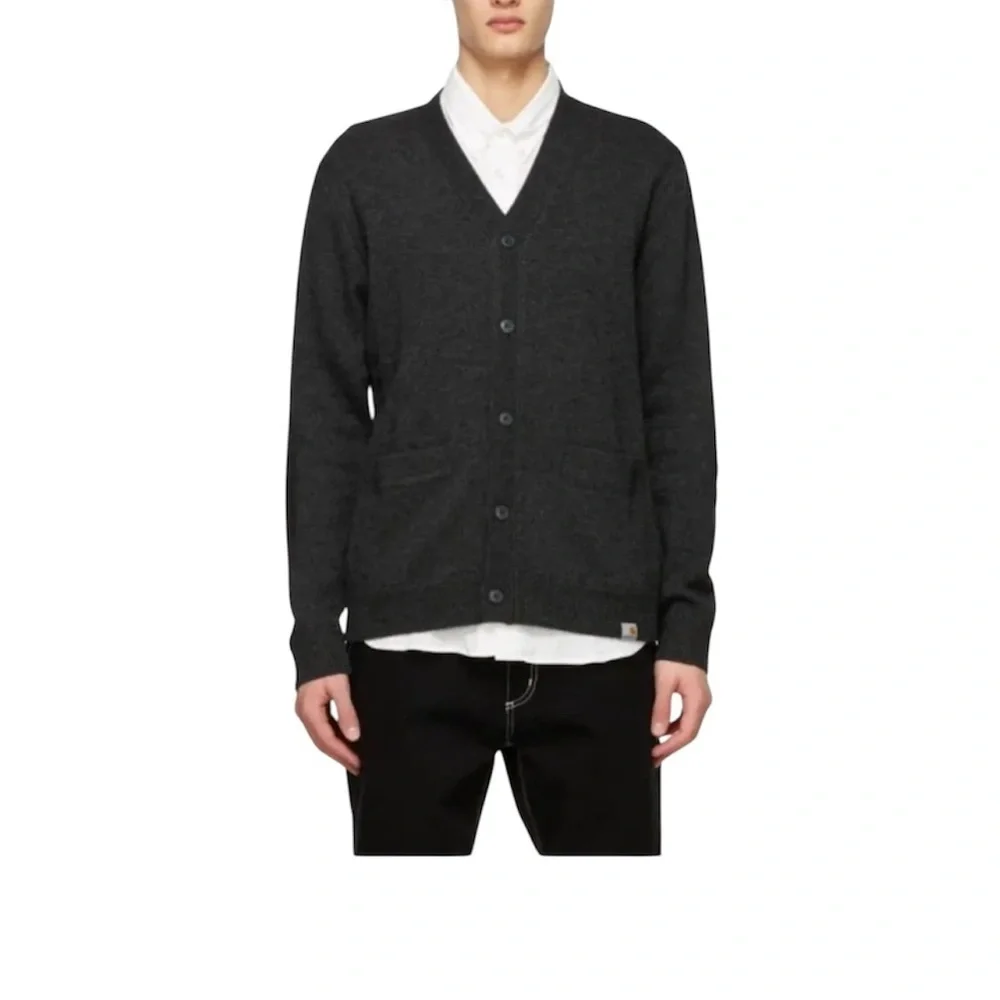 Carhartt WIP Allen Gray Cardigan, Lamb’s Wool Blend, Casual, Preppy, Academic S - Picture 7 of 13